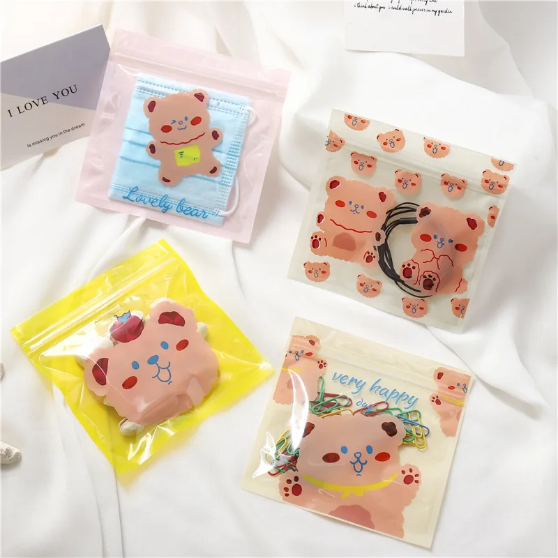 

Reusable Ziplock Bag Smell Proof Mylar Bags Resealable Odor Proof Bags Cute Bear Packaging Pouch Bag For Food Masks Organizer