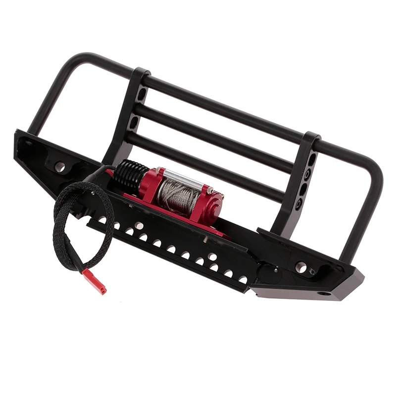 

Bumper Metal with Winch 2 LED Light Remote Controller Receiver for TRX-4 TRX4 Traxxas Axial SCX10 RC Crawler Car Parts