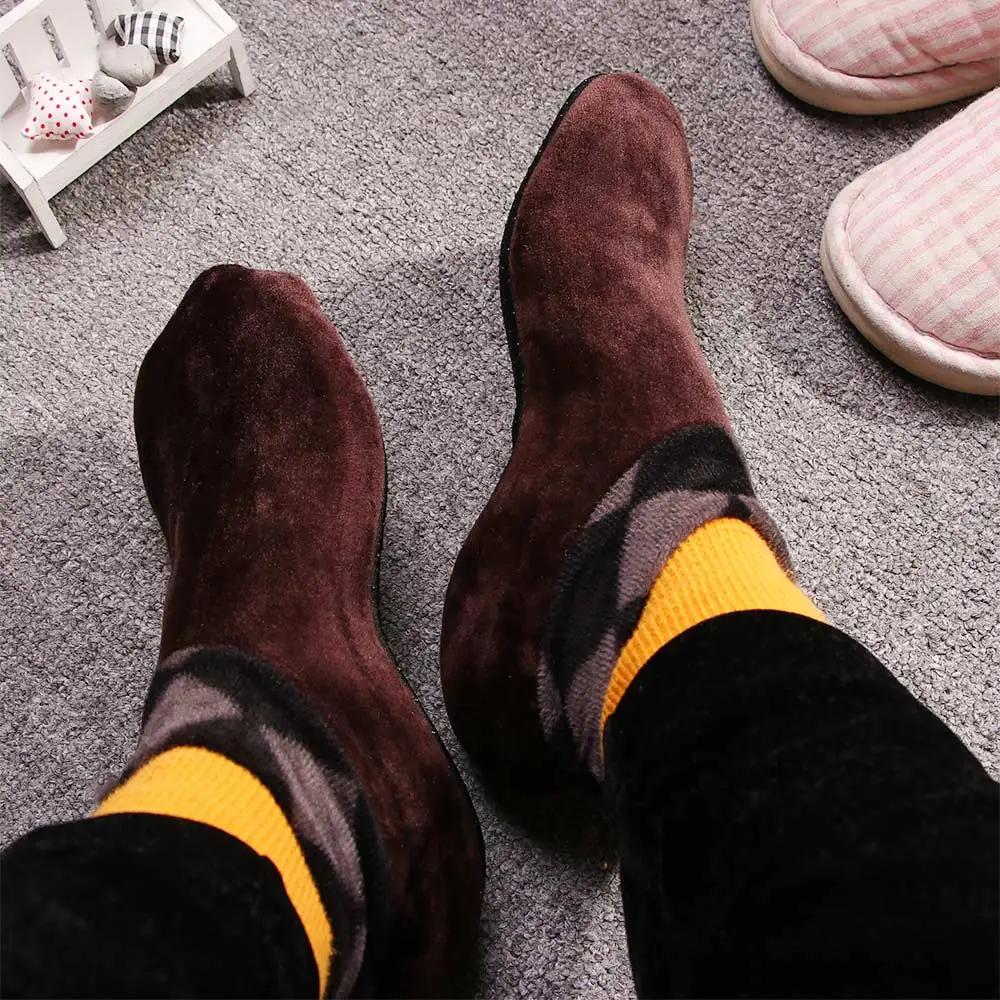 Женские и мужские зимние теплые плотные домашние носки модные однотонные