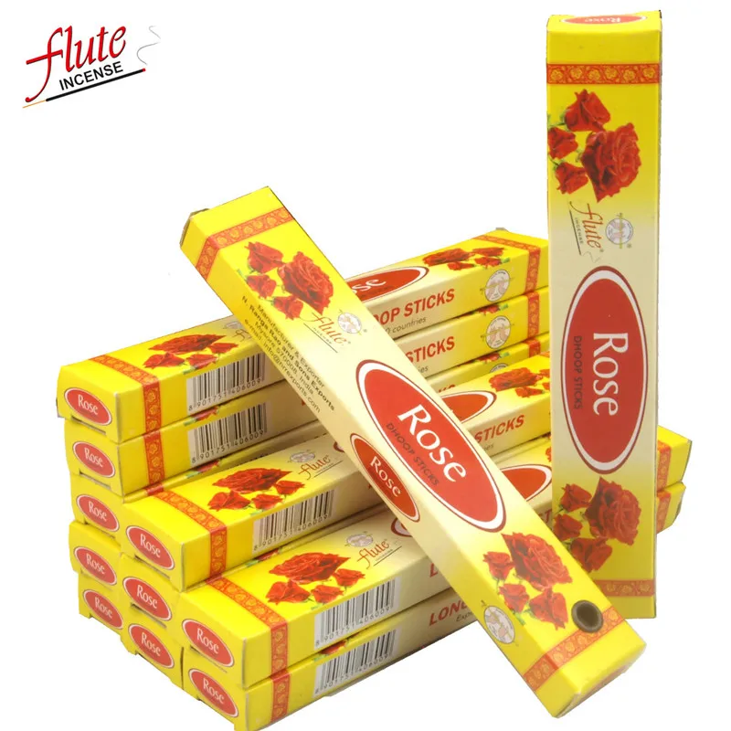 Rose Флейта 120 палочек/упаковка фиолетовый аромат ящик ладан(Dhoop) из индийского природного ручной ароматический саше для антисептика - Аромат: Rose