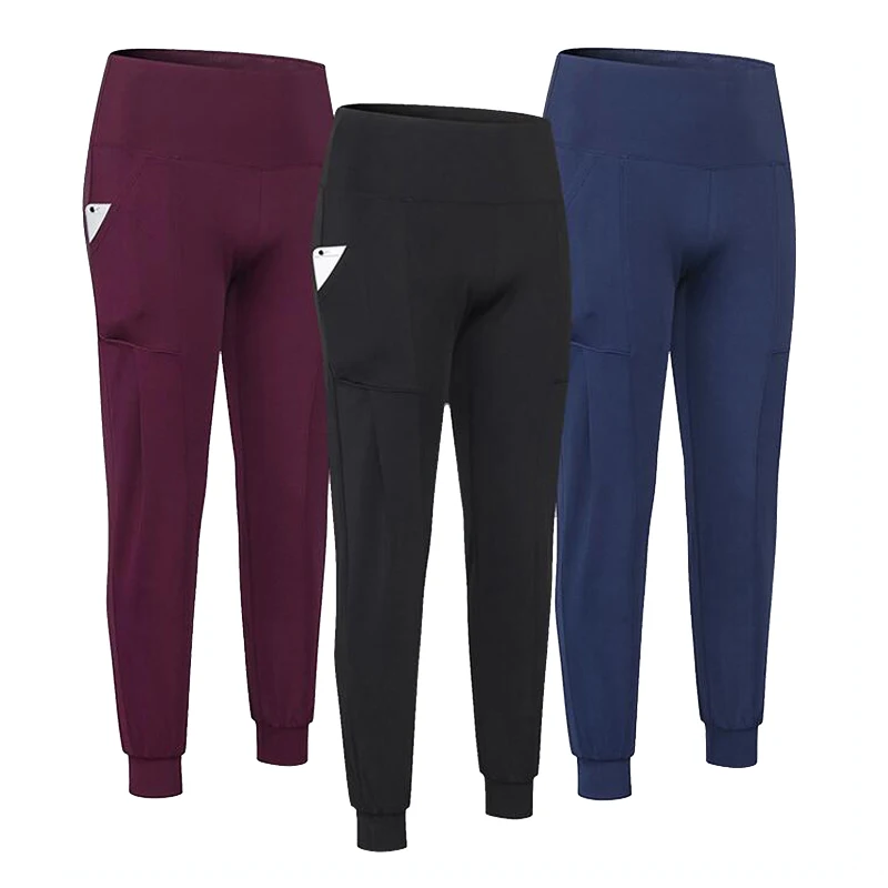 

Women High Waist Pocket Running Pants Women's Elastic Loose Yoga Pants Gym Fitness Sport Leggings Women Beam Pants