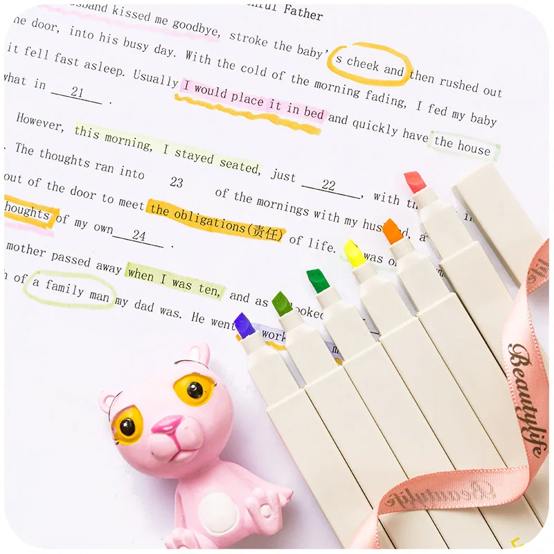 6 цветов Мягкая головка хайлайтер детальная маркировка защита глаз Morandi цветной