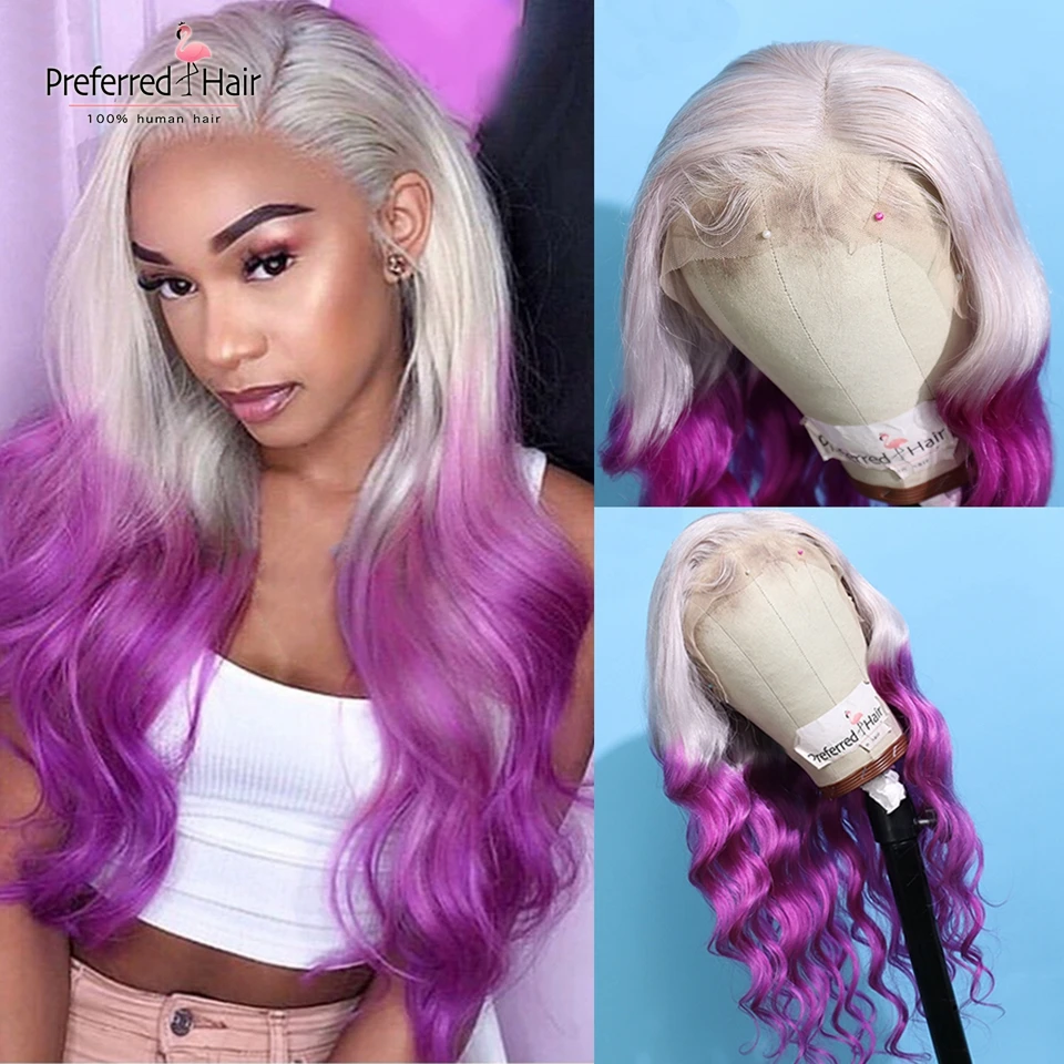 

Preferred Brazilian Remy Lace Front Wig 13x4 Preplucked Ombre Human Hair Wig With Baby Hair Transparent Lace Wigs For Women