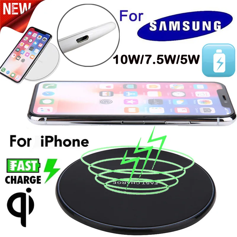 Ультра тонкий Qi беспроводной быстрой зарядки Pad для IPhone X 8 Plus XS MAX XR Samsung Galaxy S8 S7 S6 Edge