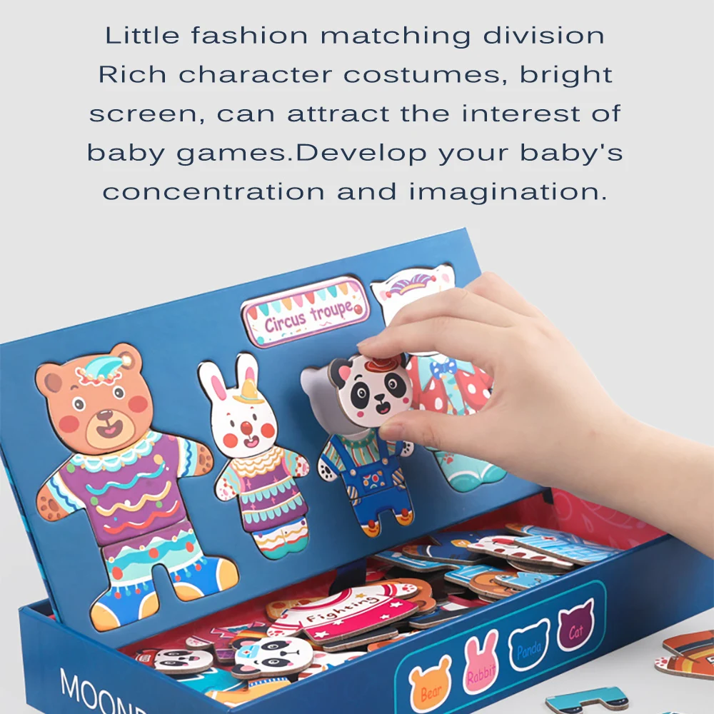 

Educational Toys Kids Puzzles Large Box Magnetic Animal Dress Changing Puzzle For Children Baby Wooden Toys For Children