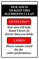 stickerpirate our aim is to keep this bathroom clean 8 x 12 funny metal novelty sign aluminum ns 418
