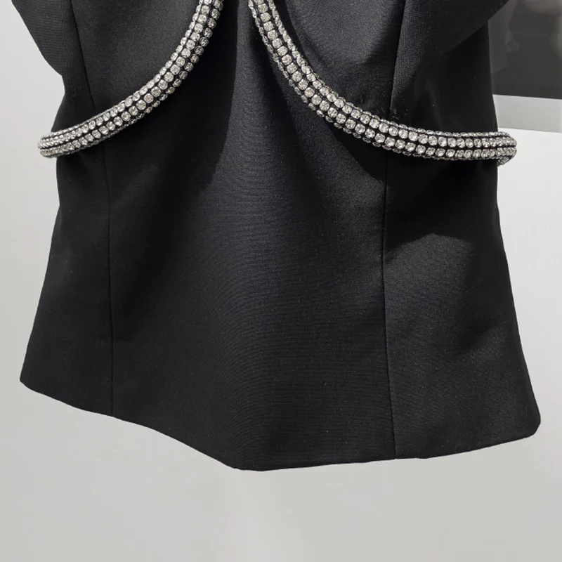 

TWOTWINSTYLE Patchwork Black Sexy Vest For Women Halter Sleeveless Minimalist Solid Camis Female Fashion Clothing 2021 New Style