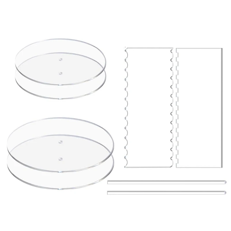 

Set of 1 4 Round Discs 2 Icing Scrapers 2 Center Dowels Acrylic Round Cake Discs Sets Buttercream Cakes Decorating Tools