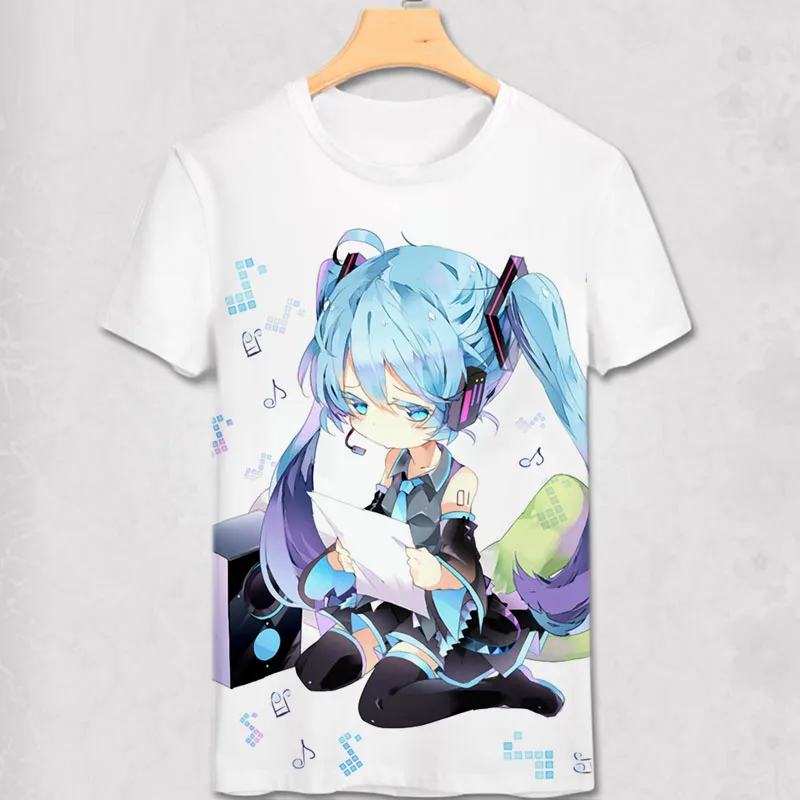 27 Новинка, футболка vocaloid Hatsune Miku, аниме, известная японская анимация, новинка, летняя мужская футболка, карнавальный костюм, Милая футболка - Цвет: 27