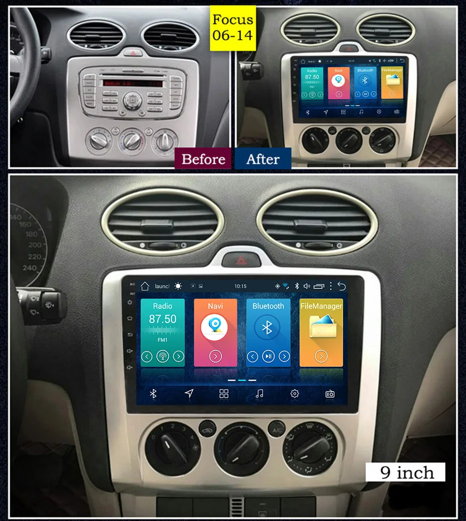 9 дюймов 2.5D IPS Закаленное HD Мульти сенсорный экран Android 8 1 NAVI для Ford Focus 2006 2014 с Bluetooth