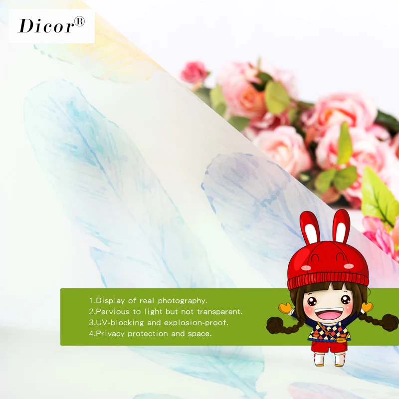 DICOR/Новинка 2019 цветное витражное окно декоративные пленки перо богемный стиль
