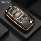 Модный чехол-книжка из ТПУ для автомобильного ключа для VW Volkswagen Polo Golf Passat Beetle Tiguan Skoda Octavia Kodiaq Seat Leon Altea