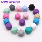 20 шт., шестигранные силиконовые бусины для детского прорезывателя, 17 мм