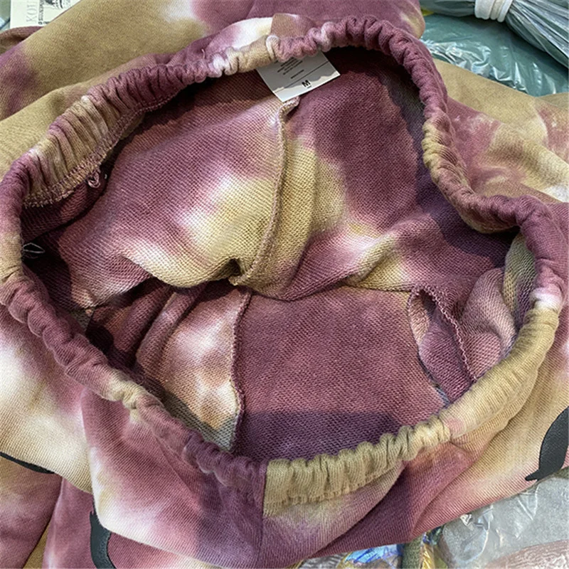 Брюки Tie Dye Kanye West махровые Хлопковые Штаны в стиле хип-хоп обслуживание по