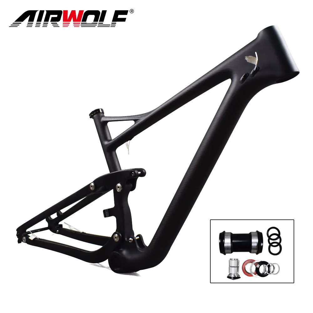 

AIRWOLF горный велосипед с полной подвеской рамка 29er дисковый тормоз XC через мост 142*12 мм задние колеса путешествия 122 мм углеродистый горный ве...