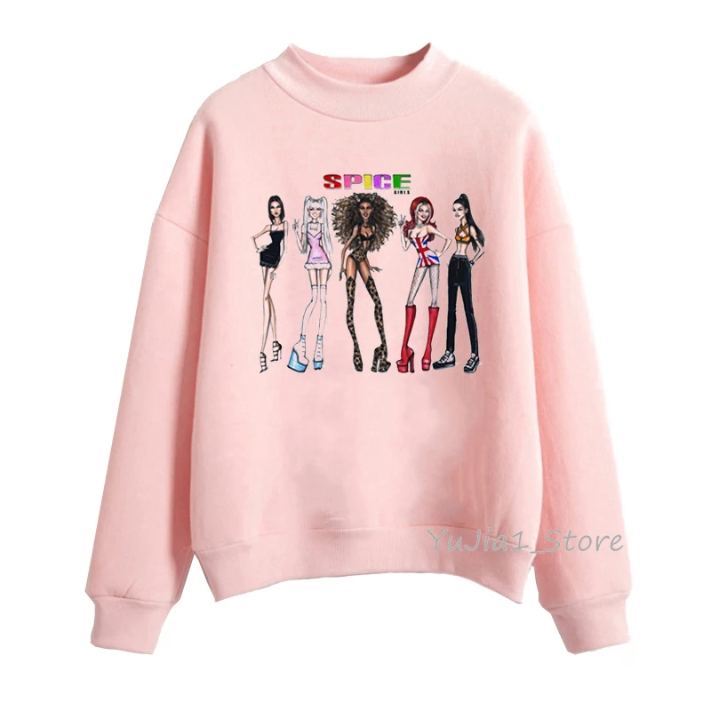 

Pop Girl Band vogue spice girls hoodie women hip hop rock sweatshirt 90s hipster streetwear pink turtleneck pullover tracksuit
