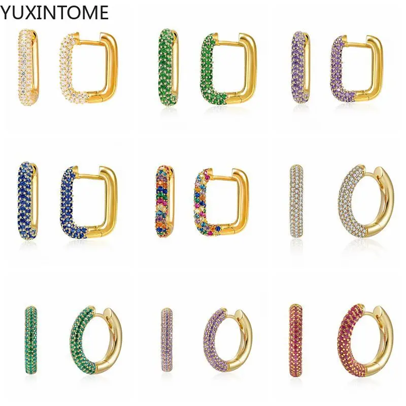 

1pcs 925 Silver Ear Buckle Colorful CZ Small Circle Hoop Earrings For Women Party/Wedding Fashion Noble Jewelry Gift A30