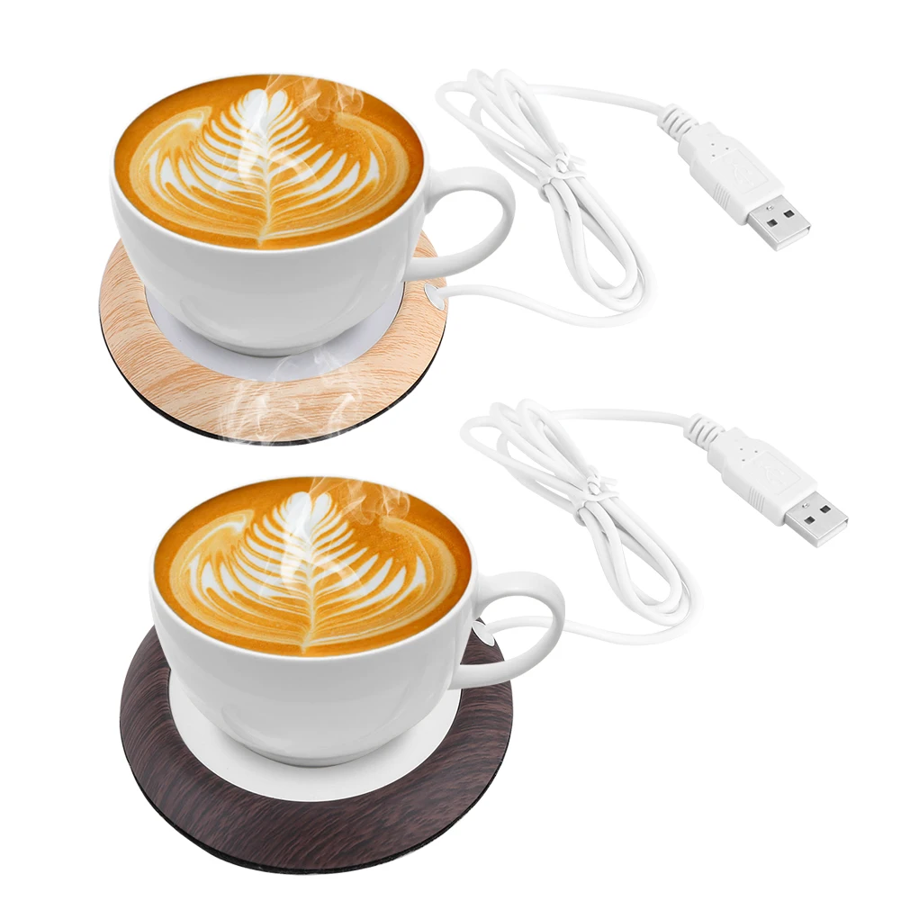 

USB Wood Grain Cup Warmer Heat Beverage Cup Heater Mat Keep Drink Hot Warmer Cup Coasters Portable