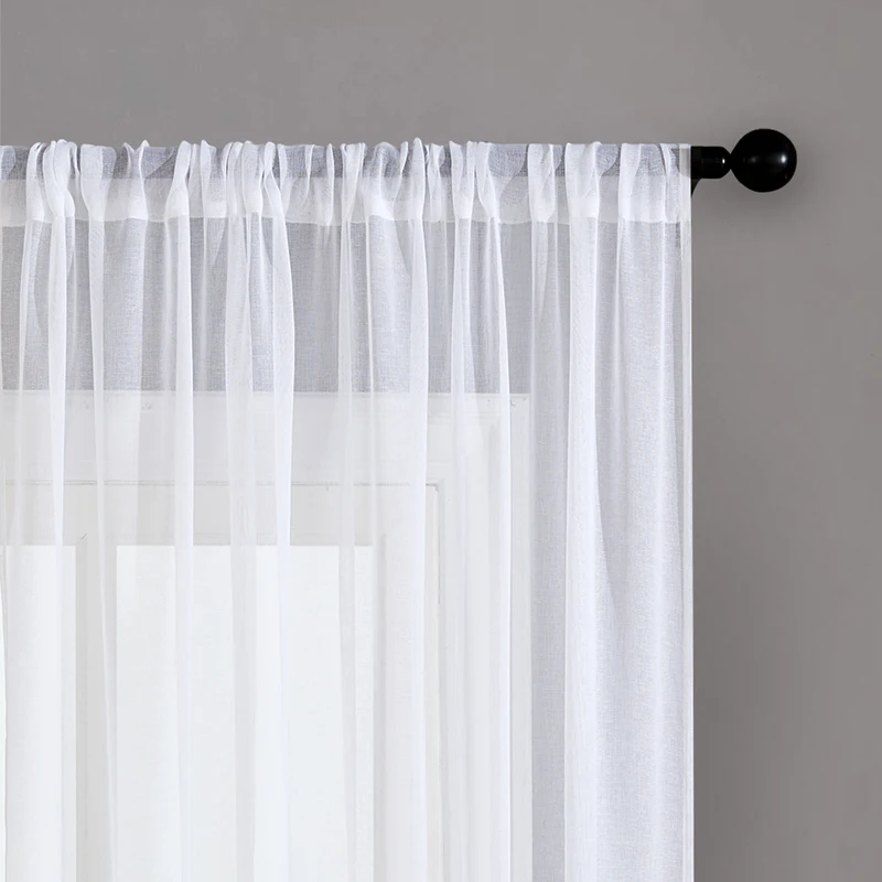 Настраиваемые однотонные серые тюлевые шторы для гостиной корейские прозрачные