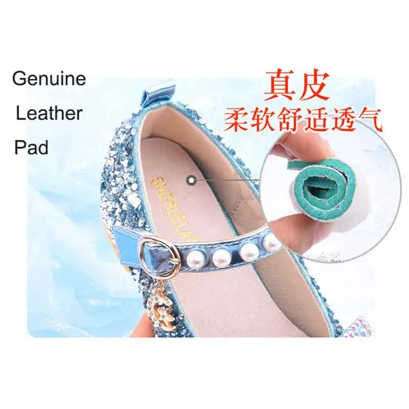 

Princess Girls Fancy Dress Shoes Pearl Shining Shoes Kids Low-heel Leather Shoes Students Piano Performance Dance Moccasin 25-36