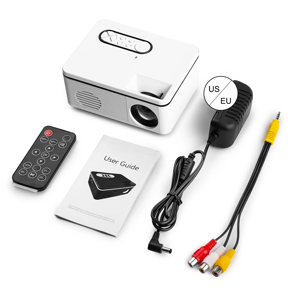 1080P мини проектор HD портативный светодиодный USB AV порт для офиса домашнего