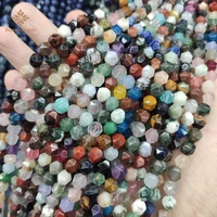 wholesale natural rainbow stone diamonds cut crystals star faceted polygon beads for diy jewelry making women gifts 6 10mm