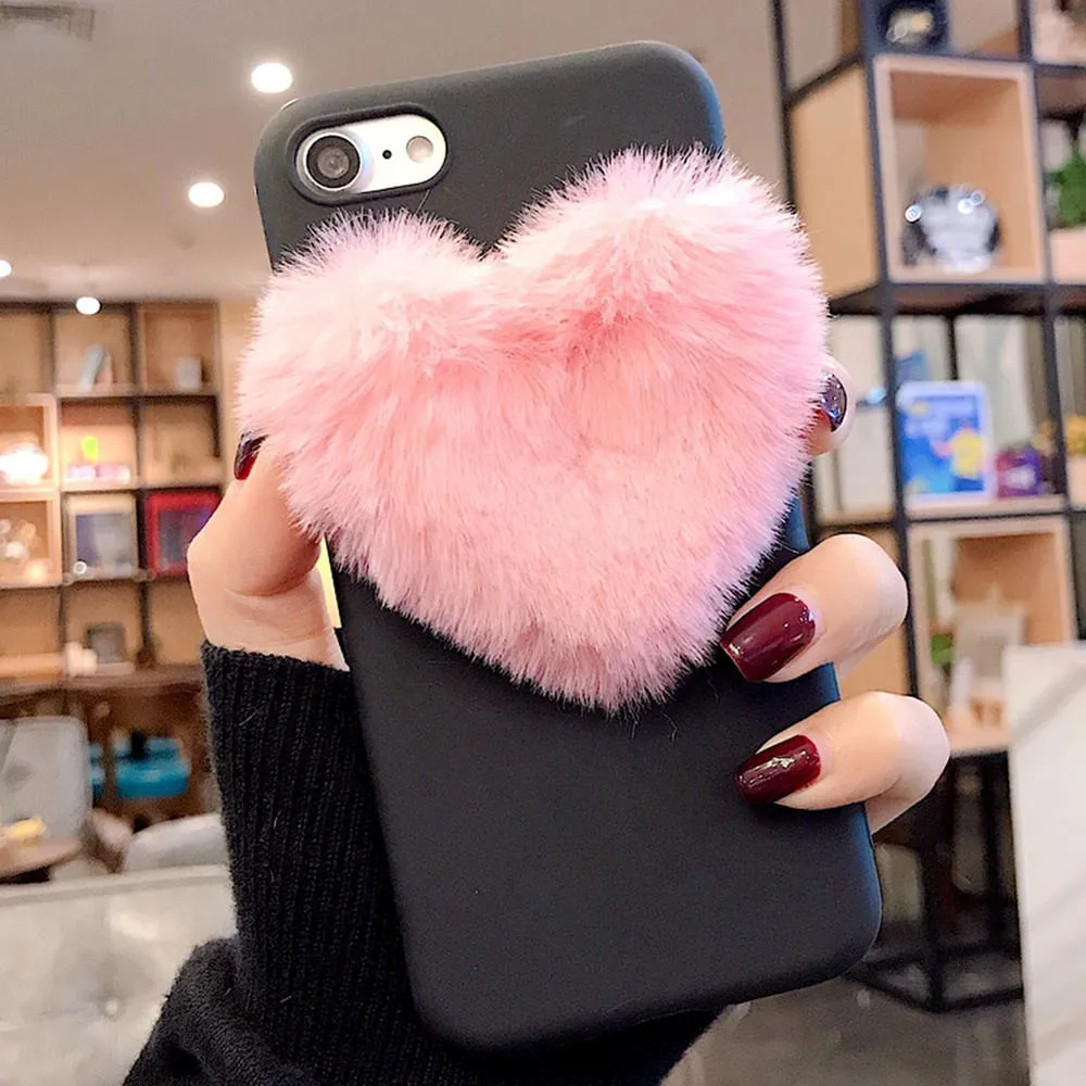 LAPOPNUT 3D Fuzzy Furry Pom TPU Bumper Phone Case for Huawei P30 Pro P20 Lite Mate 20 Luxury Silicone Soft Protective Cover |
