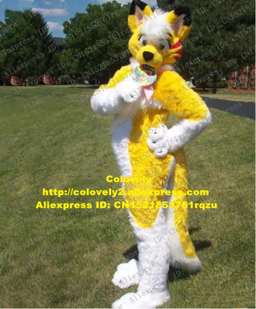 Длинная меховая лиса волк Хаски собака костюм талисман меховой для взрослых