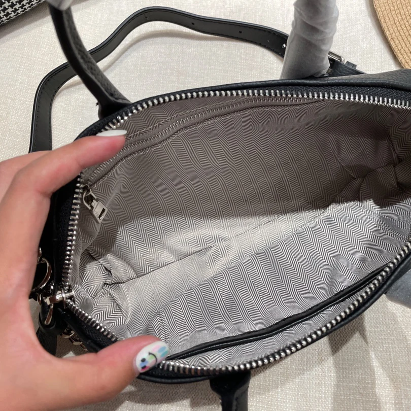 

With logo Solid color Simplicity handbag Pillow bag high quality All-match Genuine Leather Casual Tote women bag