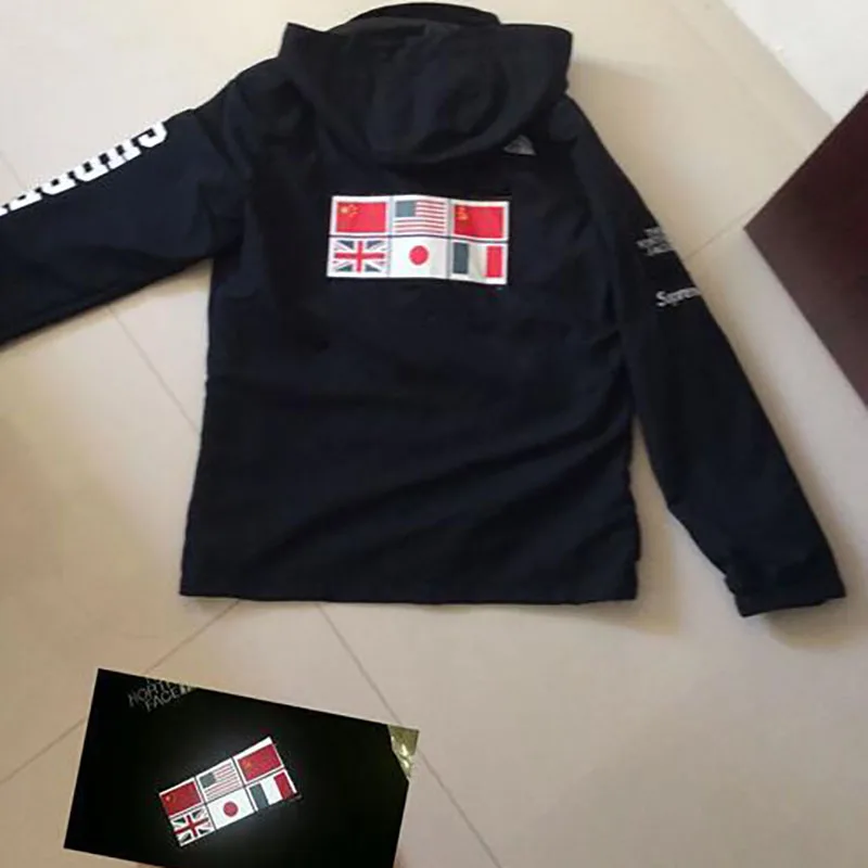 unisex hot street fashion brand flag jacket su up joint 3m jacket with detachable cap men luminous windbreaker men coat jackets free global shipping