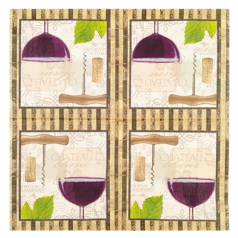 

10pcs 33*33cm Wine Cup Leaf theme paper napkins serviettes decoupage decorated for wedding party virgin wood tissues