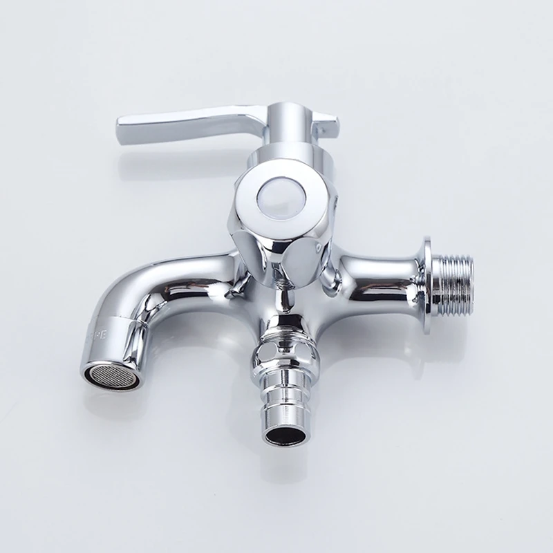 

Brass Washing Machine Water Faucet Wall Mounted 1 In 2 Out Water Tap Bathroom Garden Mop Pool Water Double Outlet Bibcock Taps