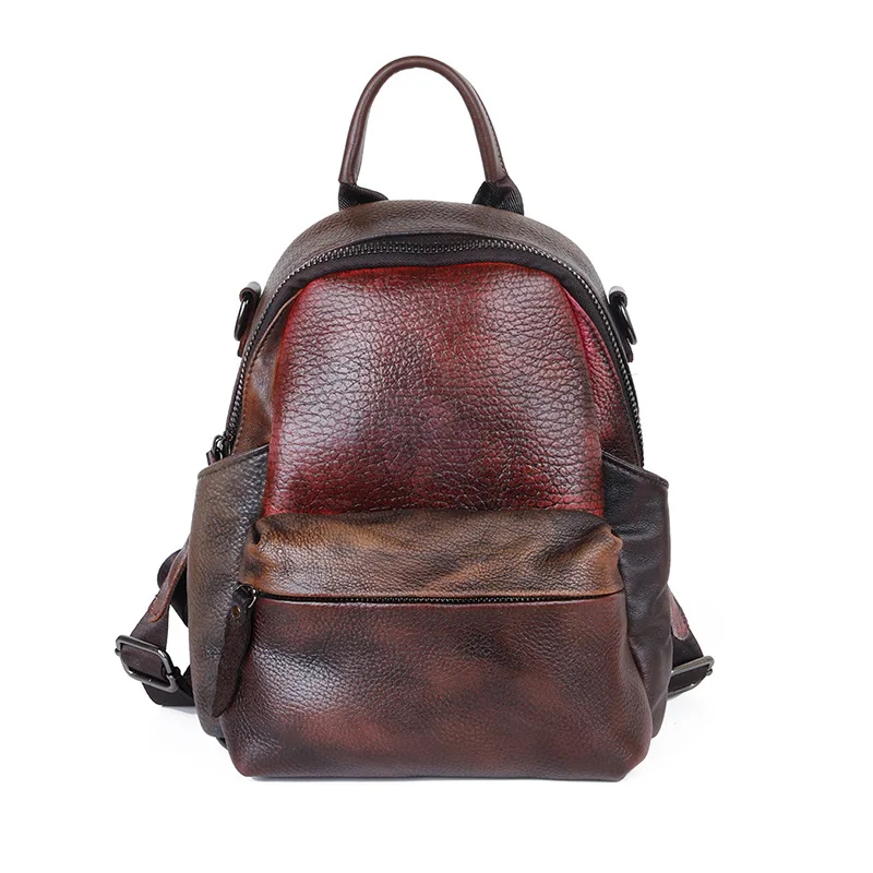 

Cowhide Retro Style Women Genuine Leather Backpack Small Packsack for School Female Student Casual Knapsack Bag Fashion Mochila