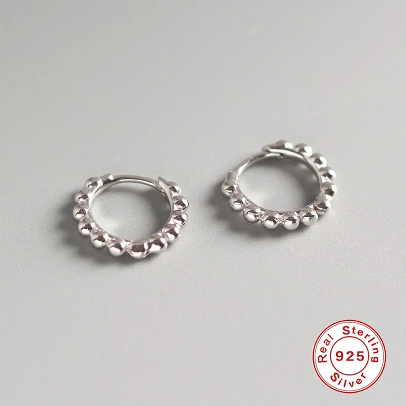 Серьги кольца женские круглые из серебра 925 пробы с бусинами|Серьги-кольца| |