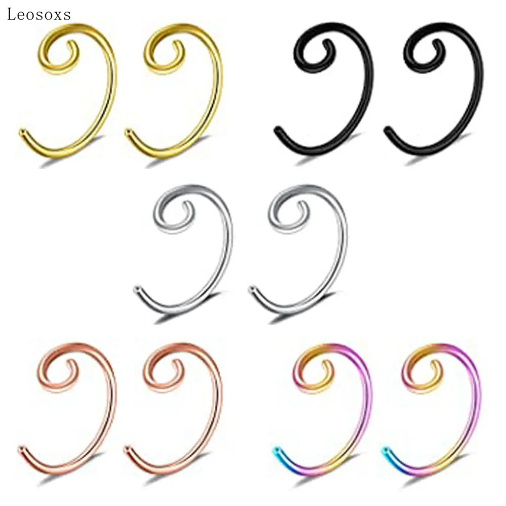 

Leosoxs 2pcs Fashionable Hot Selling Stainless Steel Medical C-shaped Nose Ring Curved Nose Nail Piercing Jewelry