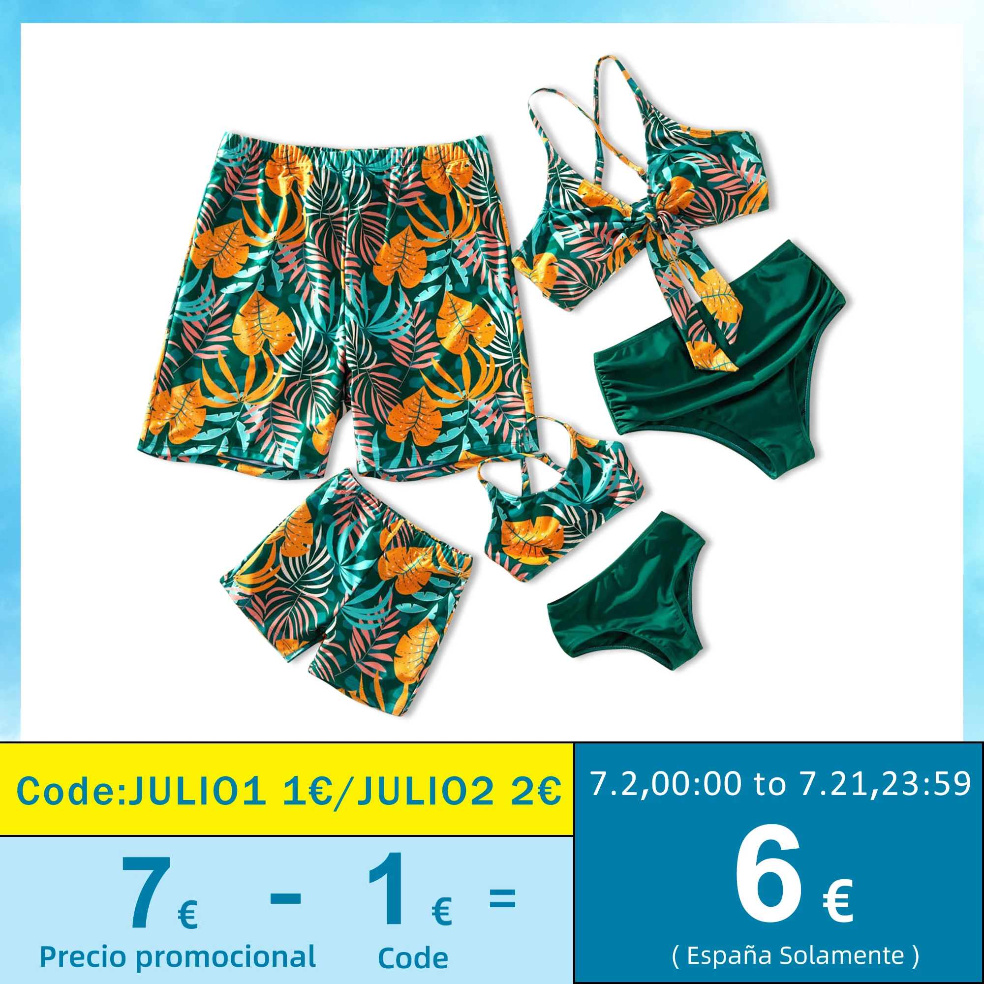 Новинка 2021 летние Семейные купальники PatPat с тропическим принтом листьев