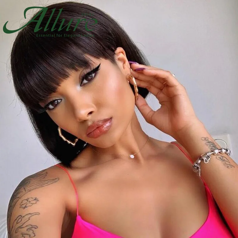 613 парик блонд Боб из натуральных волос для чернокожих женщин короткий с челкой