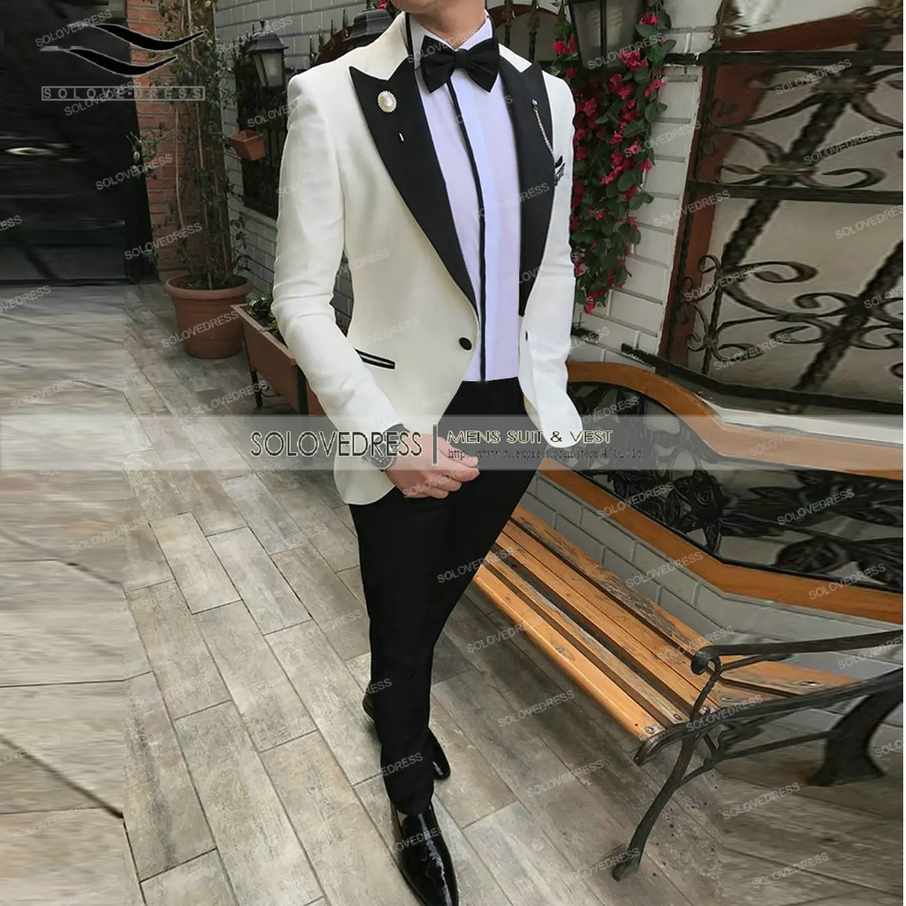 Мужские деловые костюмы из 2 предметов шерстяные смокинги стандартного кроя для