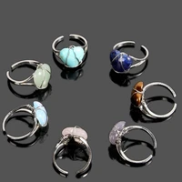 adjustable crystal rings reiki healing heart shaped stone natural agate pink stone fashion women rings party wedding jewelry