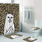 Классная леопардовая занавеска для душа и ковер Rip Dip Lord Nermal, забавная камуфляжная занавеска в виде кошки-гепарда для ванной комнаты, Размеры s Mats