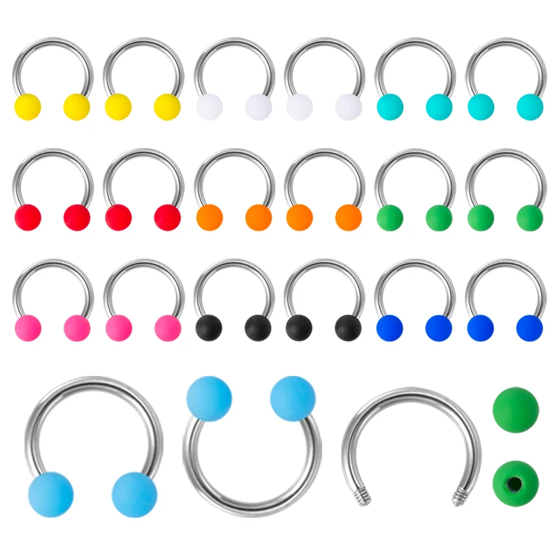 

2-10pcs Acrylic Nose Ring Septum Eyebrow Piercing BCR Lip Stud Hoop Earring Circular Tragus Helix Ear Horseshoe Body Jewelry 8mm