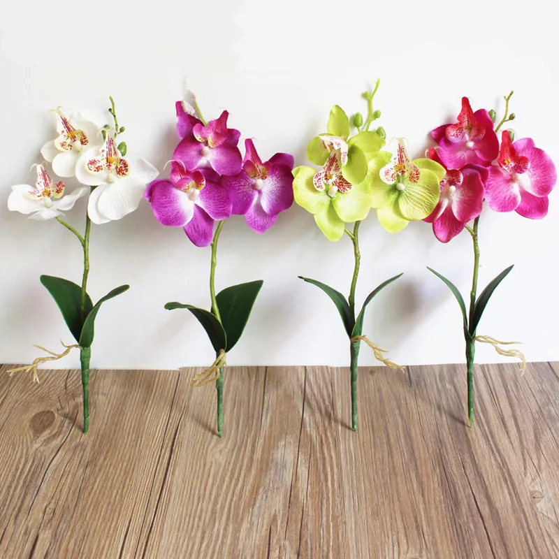 

1Pc Artificial Flowers Mini 3 Head Butterfly Orchid Silk Houseplant Wedding Party Decoration DIY Flower Arrangement Accessories