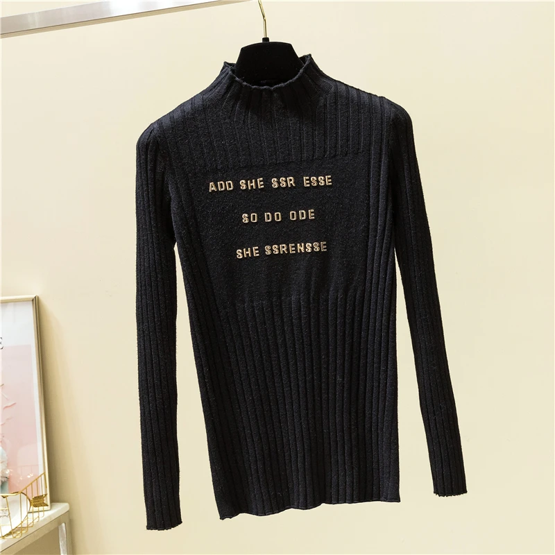 JoinYouth 2020 Autumn Pullovers Print Letters Half Turtleneck Sweater Women Patchwork All Match Korean Pull Femme Fashion J245 | Женская