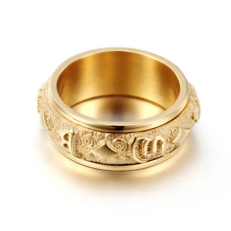 Кольцо поворотное на указательный палец для мужчин ювелирное изделие с мантрой