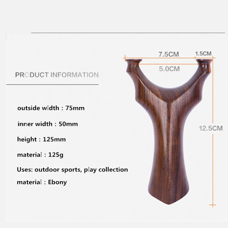 Высококачественный рогатка Ebony Tiangang с восьмиугольной опорной головкой из массивного дерева с изогнутой формой для точной охоты на открытом воздухе.