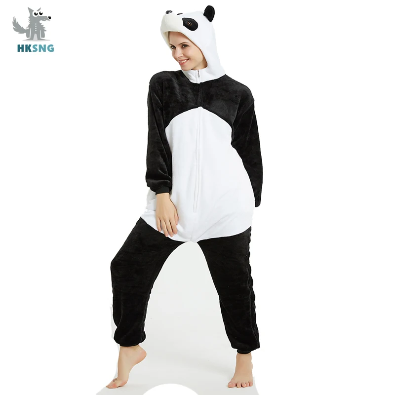 Фланелевая Новинка для взрослых Кигуруми 3D панда комбинезон на молнии с героями