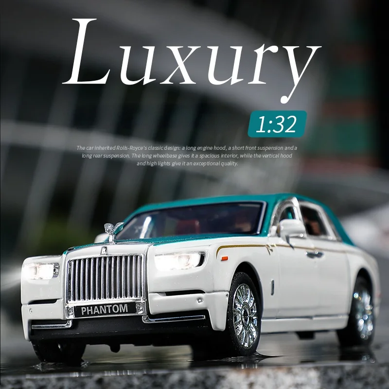 Модель модели фантомного автомобиля Rolls-Royce 1/32 литый Металлический Игрушечный