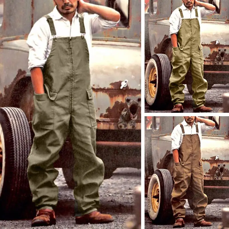 

European and American retro men's cargo pants 2021 new solid color work pants loose large size casual overalls