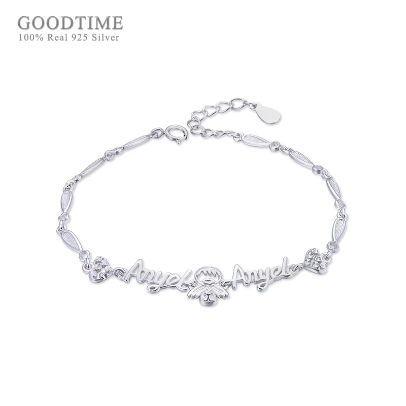 

Fashion Women Bracelet 925 Sterling Silver Bracelets Letter Cartoon Angel Character Charm Bracelets Banquet Decoration Jewelry
