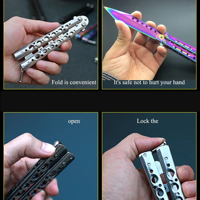 Складной нож бабочка из нержавеющей стали тренировочный 1 шт.|Ножи| |